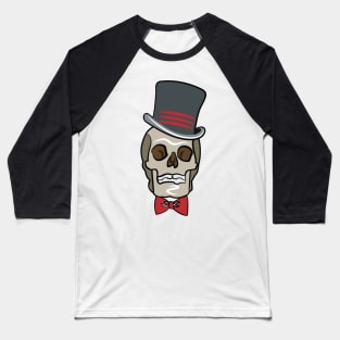 Halloween Skull in Top Hat and Bow Tie Baseball T-Shirt